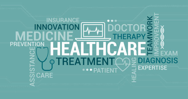 Medicine and healthcare tag cloud Medicine, doctors and healthcare tag cloud with icons and concepts word cloud stock illustrations