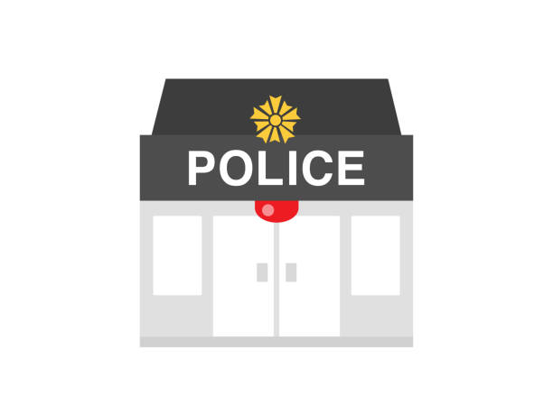 полицейская коробка - полицейский участок иллюстрации stock illustrations