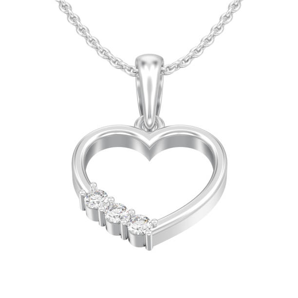 istock 3D illustration isolated white gold or silver diamond heart necklace on chain 1009078280