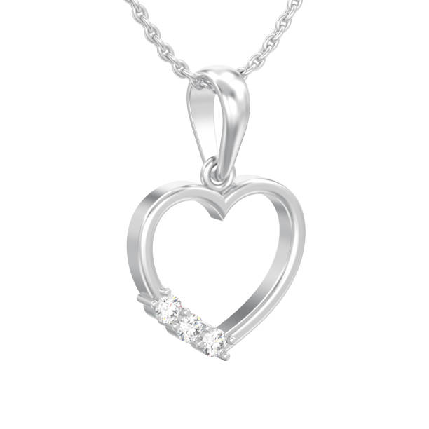 istock 3D illustration isolated white gold or silver diamond heart necklace on chain 1009078306