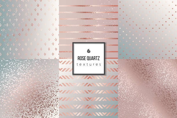 Abstract dotted, striped, glitter, triangles background. Set of trendy rose gold quartz textures for cover, brochure, flyer, poster, invitation, stylish design. Abstract dotted, striped, glitter, triangles background.Vector illustration Gradients patterns glamour stock illustrations