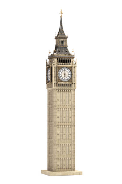 big ben-tower der architektonischen symbol für london und großbritannien isoliert auf weißem hintergrund - turmuhr stock-fotos und bilder