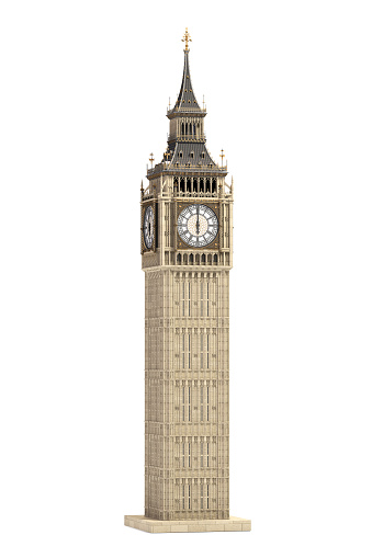 Big Ben torre el símbolo arquitectónico de Londres, Inglaterra y Gran Bretaña aislada sobre fondo blanco photo