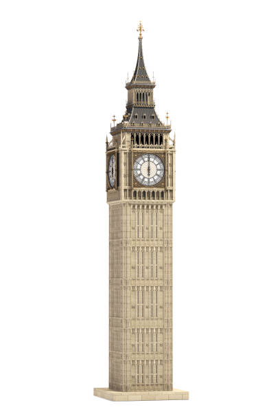 torre de ben grande o símbolo arquitetônico de londres, inglaterra e grã-bretanha isolado no fundo branco - big ben - fotografias e filmes do acervo