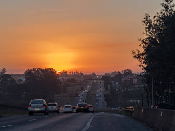 istock Traffic at sunset on Brazilian road 1009101358
