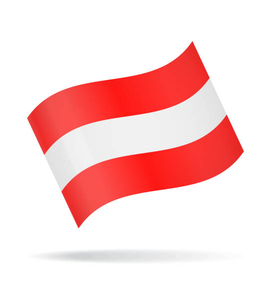 австрия - размахивая флаг вектор глянцевая икона - austrian flag stock illustrations