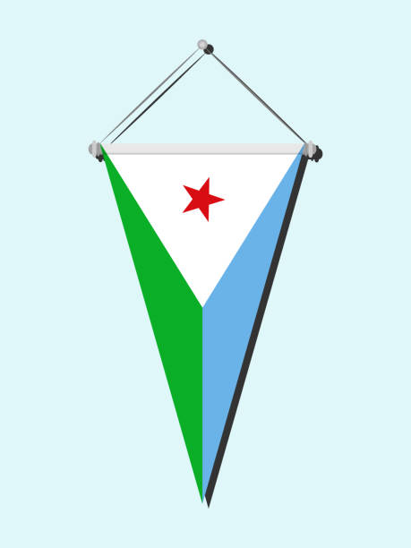 flaga dżibuti - djibouti flag isolated isolated on white stock illustrations