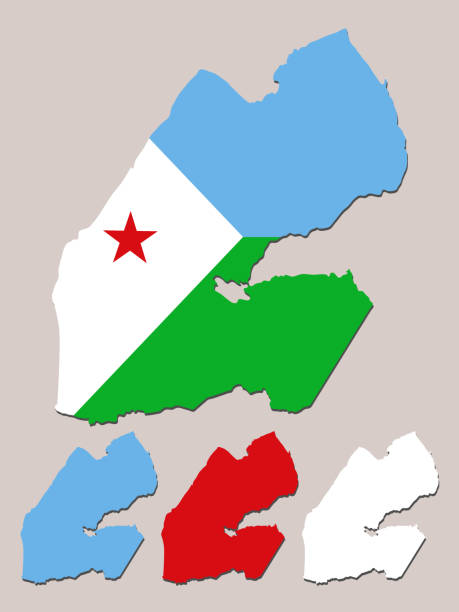 mapa dżibuti - djibouti flag isolated isolated on white stock illustrations