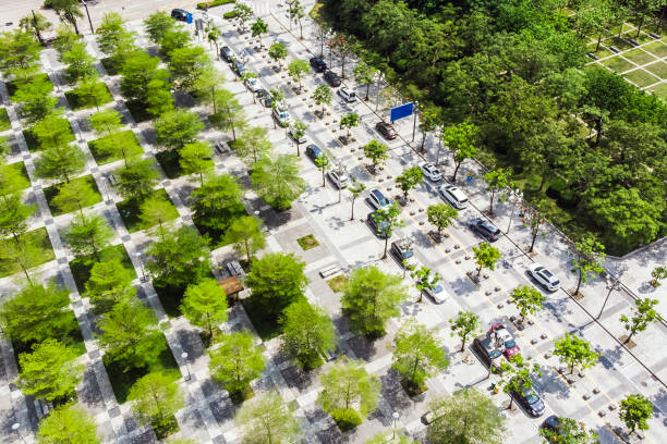 istock Green Public Park Design and a Street Road 1009130110