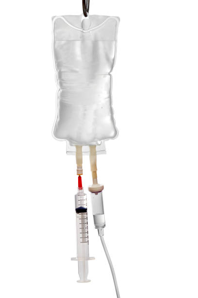saline with syringe 1 saline with syringe on white background iv drip photos stock pictures, royalty-free photos & images