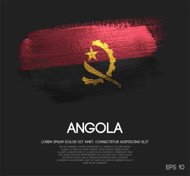 Vector illustration of Angola Flag Made of Glitter Sparkle Brush Paint Vector