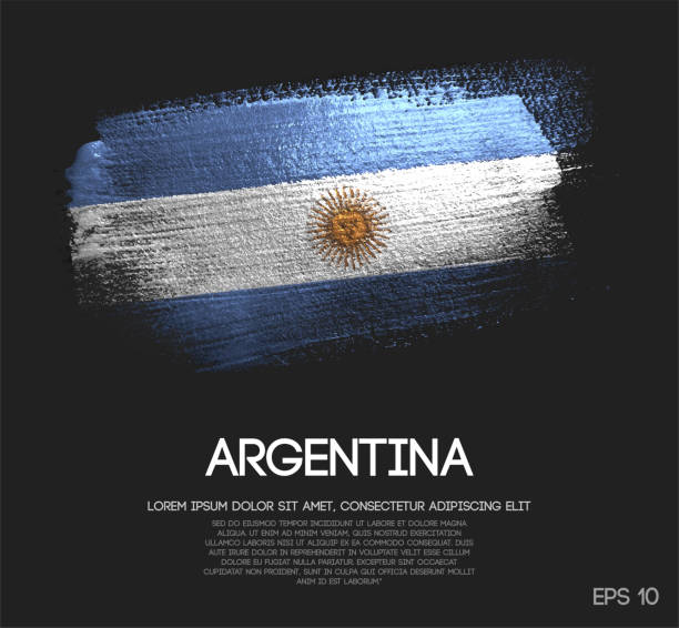 illustrazioni stock, clip art, cartoni animati e icone di tendenza di bandiera argentina fatta di glitter sparkle pennello pennello vettore - argentina