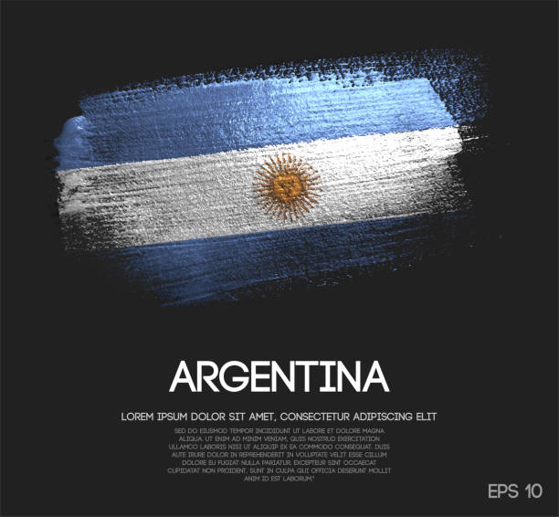 argentyna flaga wykonana z brokatu sparkle brush paint vector - argentina australia stock illustrations