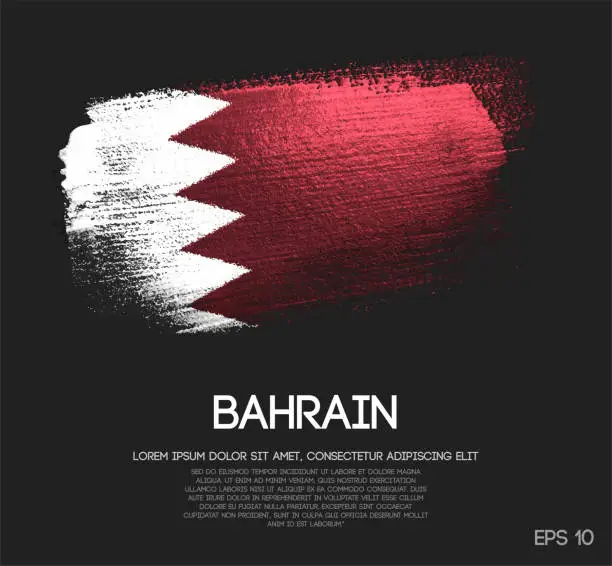 Vector illustration of Bahrain Flag Made of Glitter Sparkle Brush Paint Vector