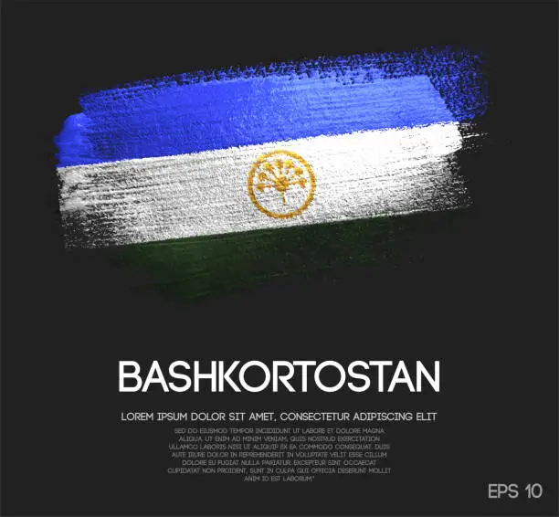 Vector illustration of Bashkortostan Flag Made of Glitter Sparkle Brush Paint Vector