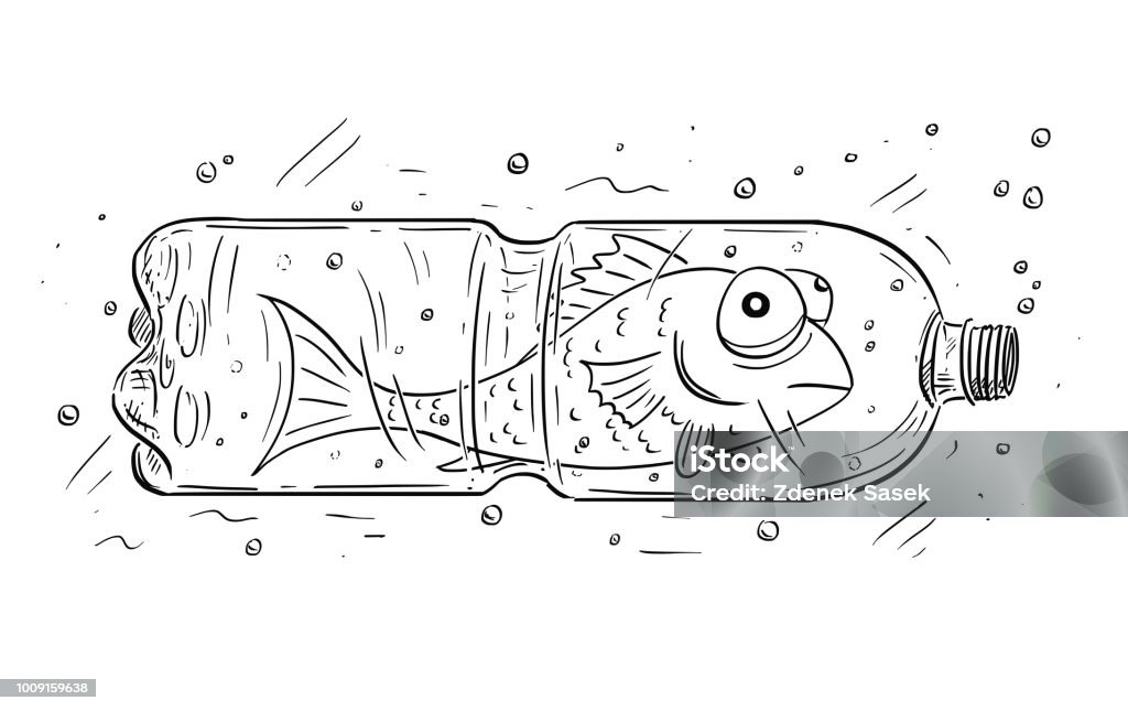 Cartoon Of Fish Trapped In Plastic Bottle Stock Illustration - Download  Image Now - Drawing - Art Product, Water Pollution, Animal Wildlife - iStock