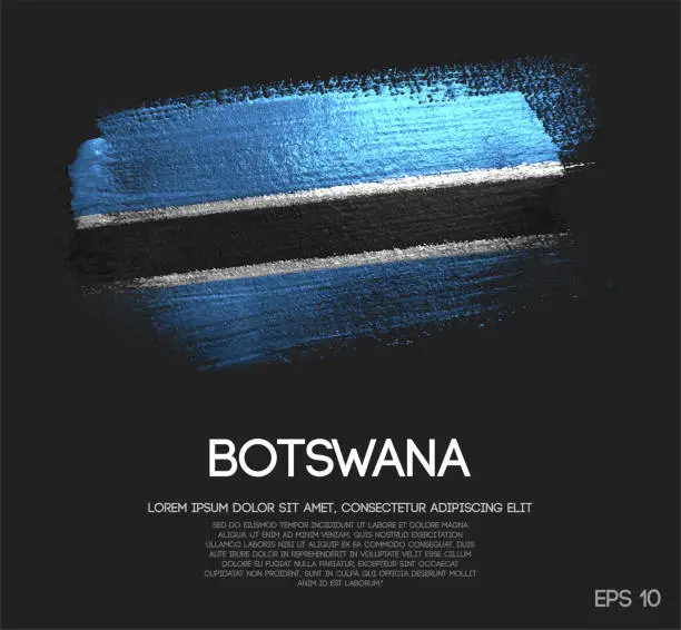 Vector illustration of Botswana Flag Made of Glitter Sparkle Brush Paint Vector