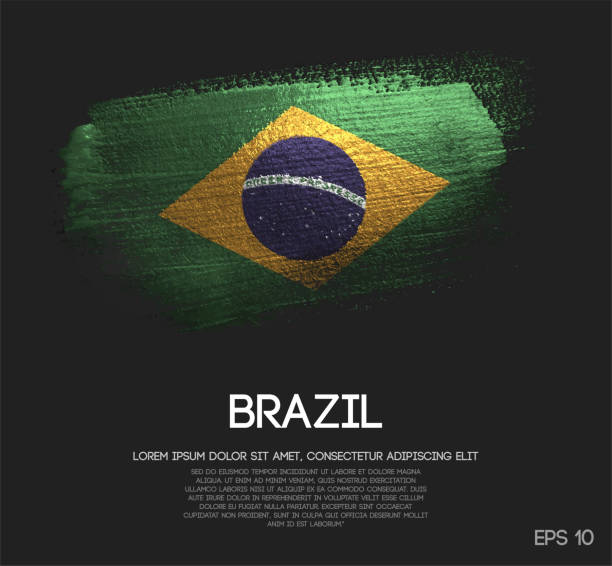 brasilien-flagge gemacht glitter glitzer pinsel farbe vektors - brazil stock-grafiken, -clipart, -cartoons und -symbole