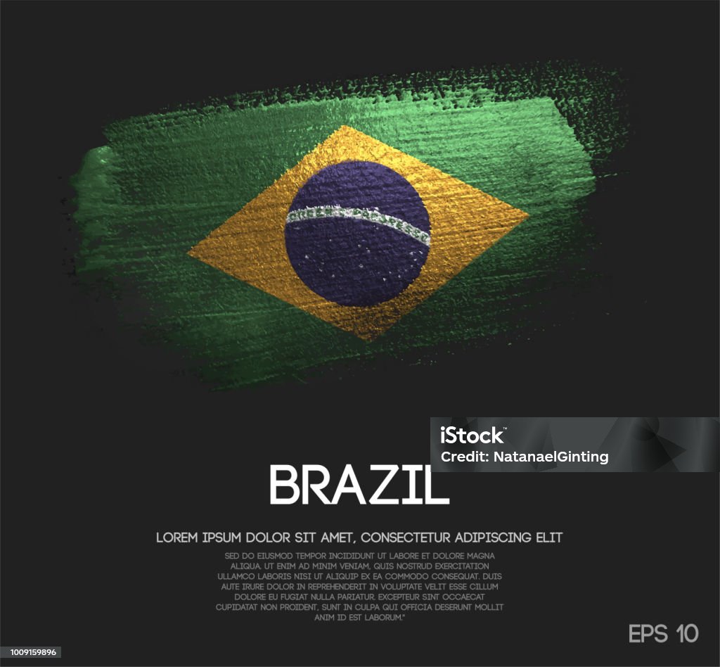 브라질 국기 글 리터 스파클 브러쉬 페인트 벡터의 - 로열티 프리 브라질 벡터 아트