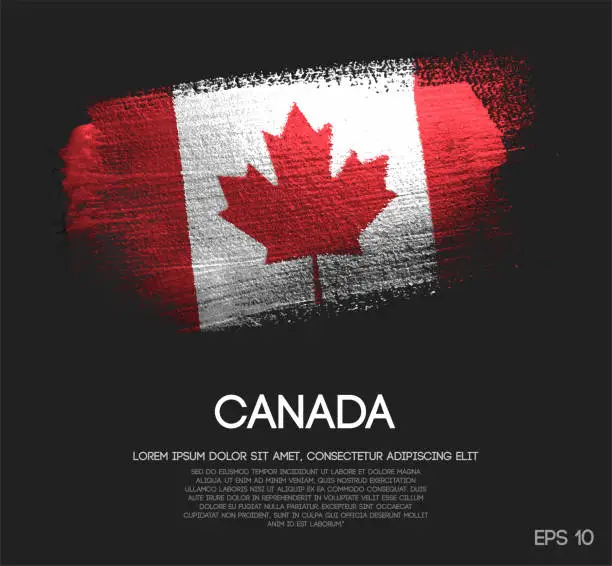 Vector illustration of Canada Flag Made of Glitter Sparkle Brush Paint Vector