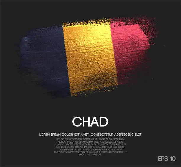 Vector illustration of Chad Flag Made of Glitter Sparkle Brush Paint Vector