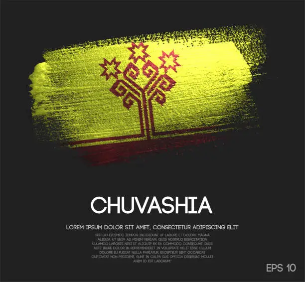 Vector illustration of Chuvashia Flag Made of Glitter Sparkle Brush Paint Vector