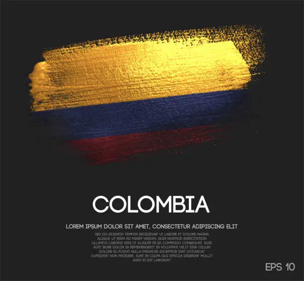 Vector illustration of Colombia Flag Made of Glitter Sparkle Brush Paint Vector
