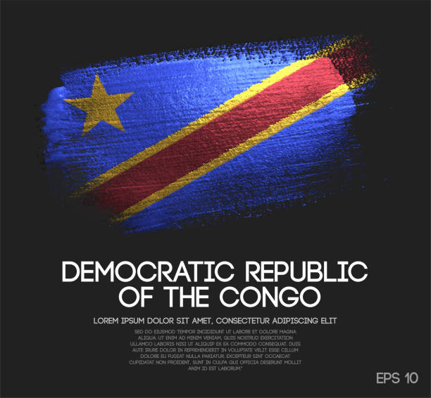 demokratyczna republika konga flaga wykonana z brokatu sparkle brush paint vector - zaire emery stock illustrations