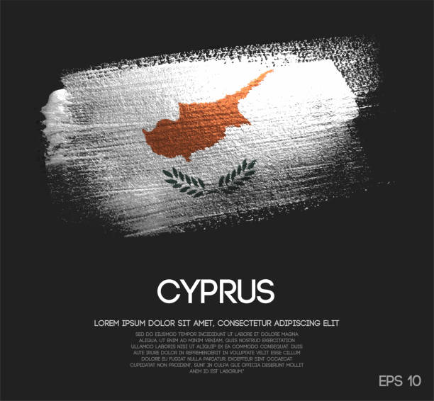zypern-flagge gemacht glitter glitzer pinsel farbe vektors - cypriot culture stock-grafiken, -clipart, -cartoons und -symbole