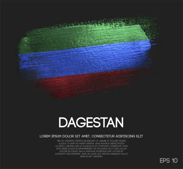 Vector illustration of Republic of Dagestan Flag Made of Glitter Sparkle Brush Paint Vector