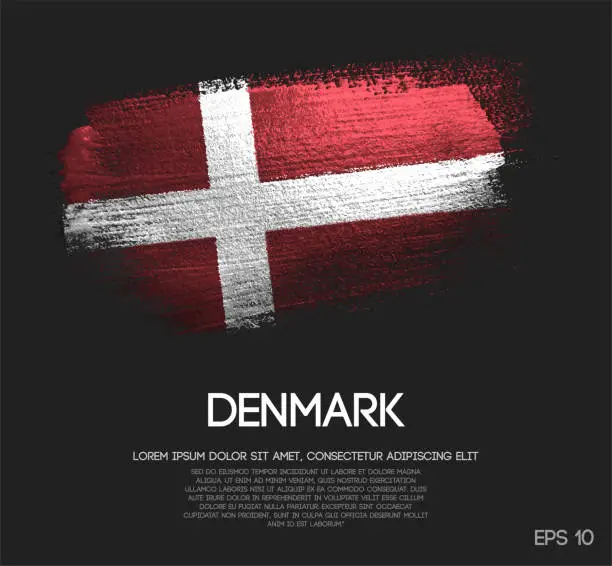 Vector illustration of Denmark Flag Made of Glitter Sparkle Brush Paint Vector