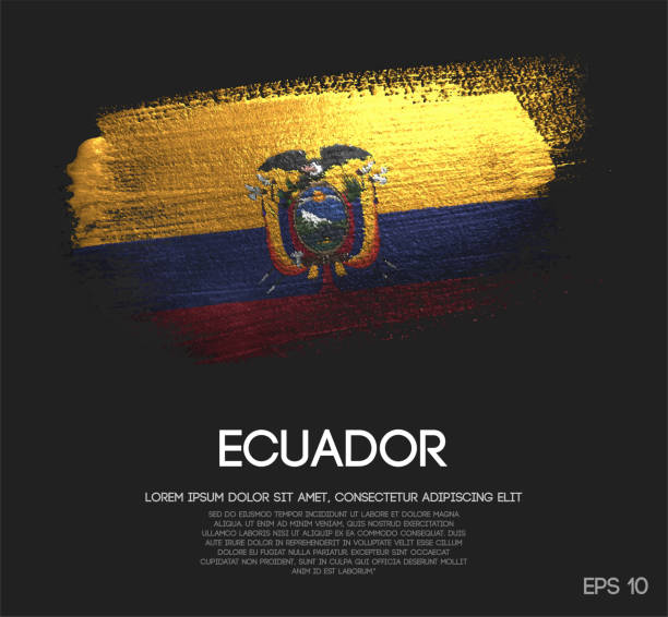 ilustraciones, imágenes clip art, dibujos animados e iconos de stock de bandera de ecuador de brillo brillo brocha pintura vectorial - ecuador