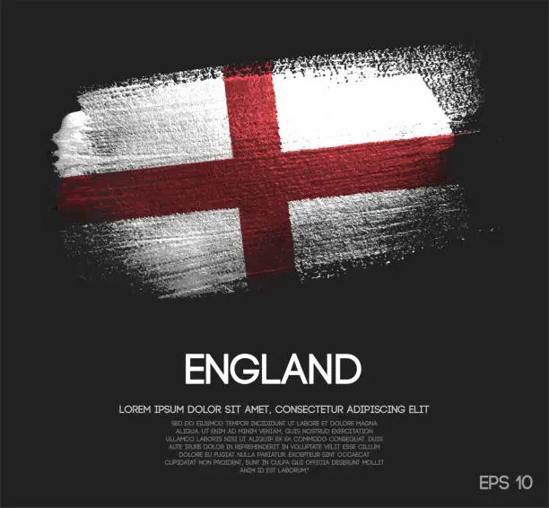 Vector illustration of England Flag Made of Glitter Sparkle Brush Paint Vector