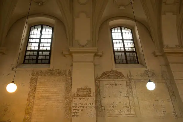 Interior of medieval Izaak Synagogue in Jewish Kazimierz district of Krakow, Poland
