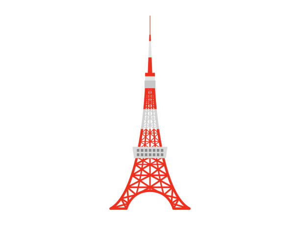 turm der illustrationen - japan tokyo tower tokyo prefecture tower stock-grafiken, -clipart, -cartoons und -symbole