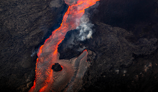 Lava pouring out of Kilauea's Fissure 8 eruption.