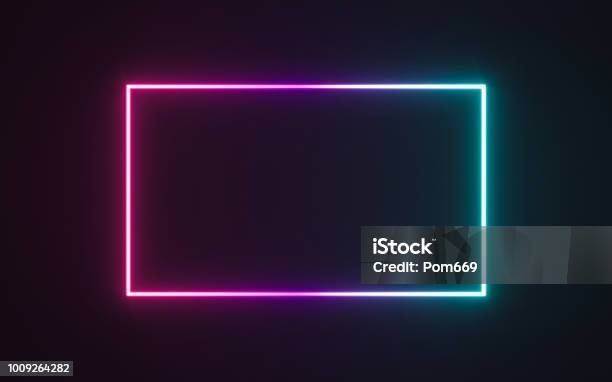 Neon Frame Sign Stock Illustration - Download Image Now - Neon Lighting, Backgrounds, Border - Frame