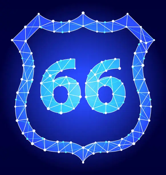 Vector illustration of Route 66 Blue Triangle Node Vector Pattern