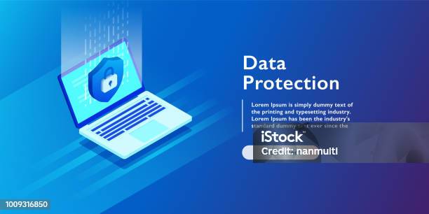 Security Data Protection Information Lock Digital Technology Isometric Vector Illustration Stock Illustration - Download Image Now