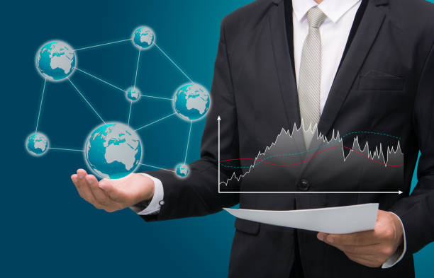 istock Businessman standing posture hand holding graph finance 1009350508