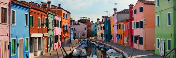 istock Colorful Burano canal panorama view 1009356000