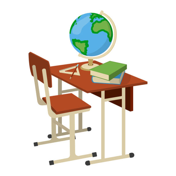 istock School Desk with School Supplies Icon and Logo. Isolated design element. Vector Cartoon illustration 1009372726