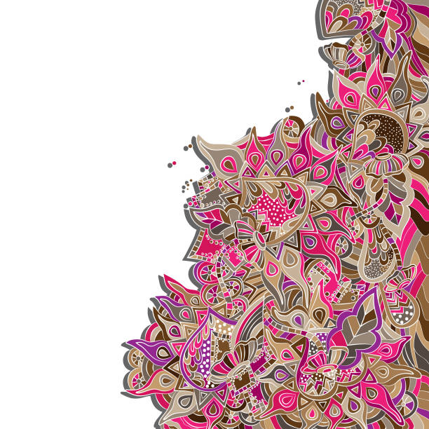 handgezeichnete, doodle - flower floral pattern spring computer graphic stock-grafiken, -clipart, -cartoons und -symbole