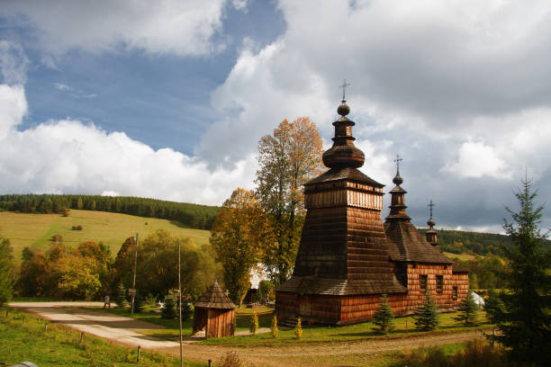 Orthodox church in Skwirtne old, antique, orthodox, wooden church in Skwirtne beskid mountains photos stock pictures, royalty-free photos & images