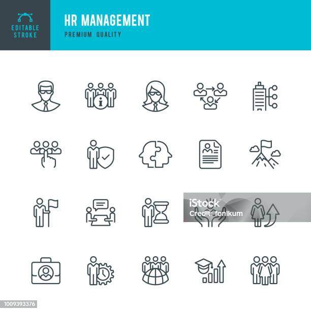 Hr Management Set Of Line Vector Icons Stock Illustration - Download Image Now - Icon Symbol, Human Resources, Line Icon