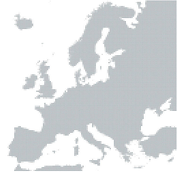 istock Silhouette of Europe with gray halftone dots 1009408914
