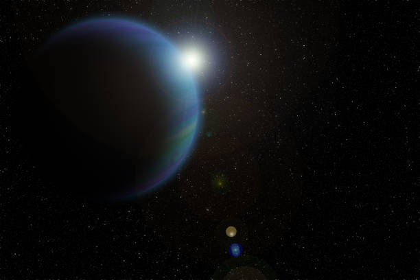 istock gas planet in outer space with lens flare 1009420896
