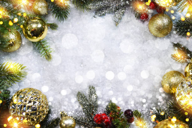 istock Holiday Christmas background with snow and bokeh 1009427242