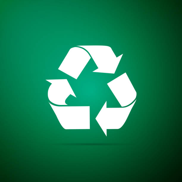 istock Recycle symbol icon isolated on green background. Environment recyclable go green. Flat design. Vector Illustration 1009427600