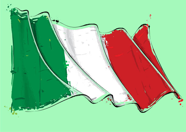 Italian Artistic Brush Stroke Waving Flag Vector grange Illustration of an Italian waving Flag. All elements neatly on well defined layers italy flag drawing stock illustrations